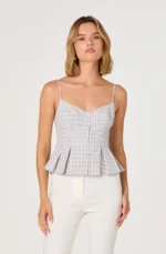 Lesly Gingham Pleated Bustier Top