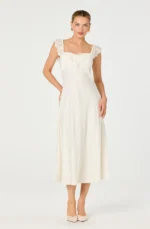 Makiya Lace Strap Empire Waist Midi Dress