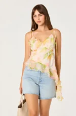 Mejra Floral Ruffle Asymmetric Cami