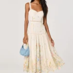Pellagia Embroidered Eyelet Tiered Midi Dress