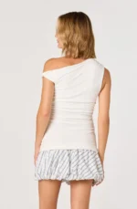 Rachael Mixed Media Off-Shoulder Mini Dress - Image 2