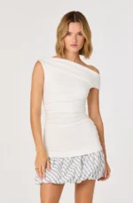 Rachael Mixed Media Off-Shoulder Mini Dress - Image 3