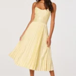 Shionagh Satin Bow-Detail Pleated Midi Dress