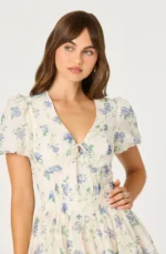 Sommer Floral Puff Sleeve Mini Dress - Image 3