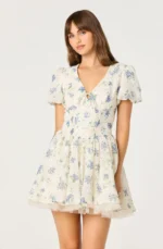Sommer Floral Puff Sleeve Mini Dress - Image 4