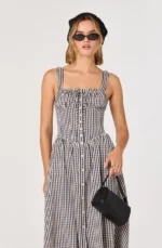 Temperance Gingham Check Maxi Dress - Image 3