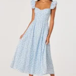 Wedelia Ruffle Strap Eyelet Corset Midi Dress