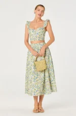 Wylda Floral Gathered A-Line Midi Skirt Set - Image 3