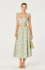 Wylda Floral Gathered A-Line Midi Skirt Set