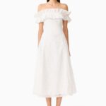 CURAAE Elen Off Shoulder Midi Dress in White
