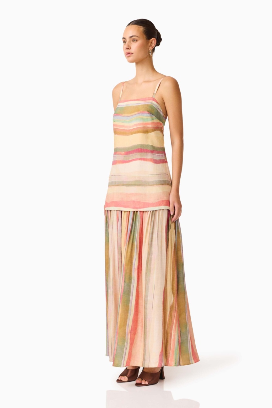 C1072614_BEIGEBROWNMULTI_3 CURAAE Zala Maxi Dress in Striped Multi - Image 1