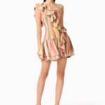 CURAAE Zala Ruffle Mini Dress in Striped Multi