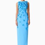 Dali Floral Applique Gown in Blue