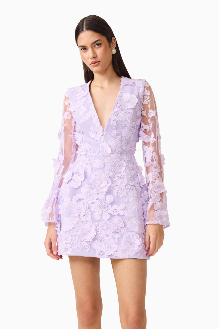EB1082626_LILAC_2 Lorina Long Sleeve Mini Dress - Image 1