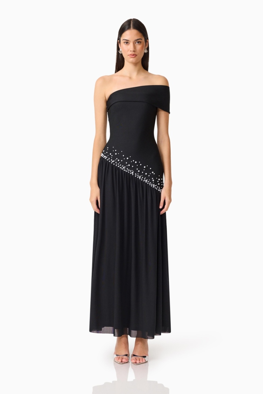 EB1082627BD_BLACK_1 Natasia Off Shoulder Gown - Image 1