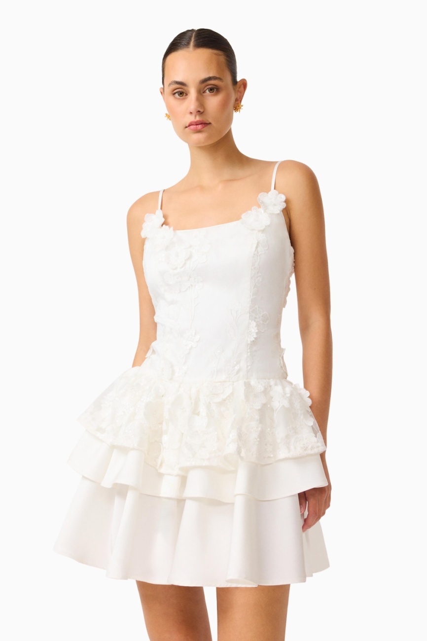 EB1082627_WHITE_6 Lorina Tiered Mini Dress - Image 1
