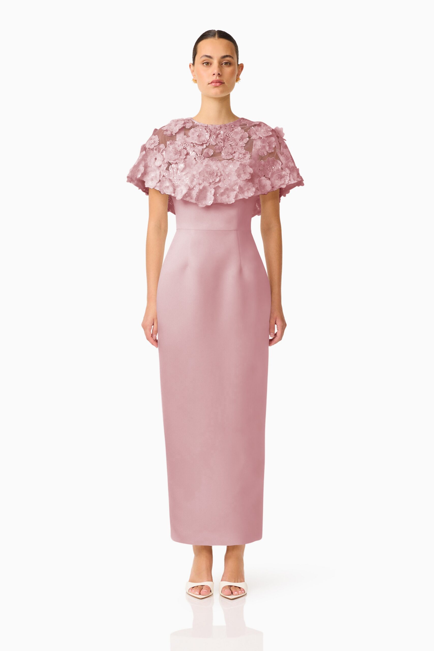 EB1082628_ROSEPINK_1 Lorina Cape Gown - Image 1