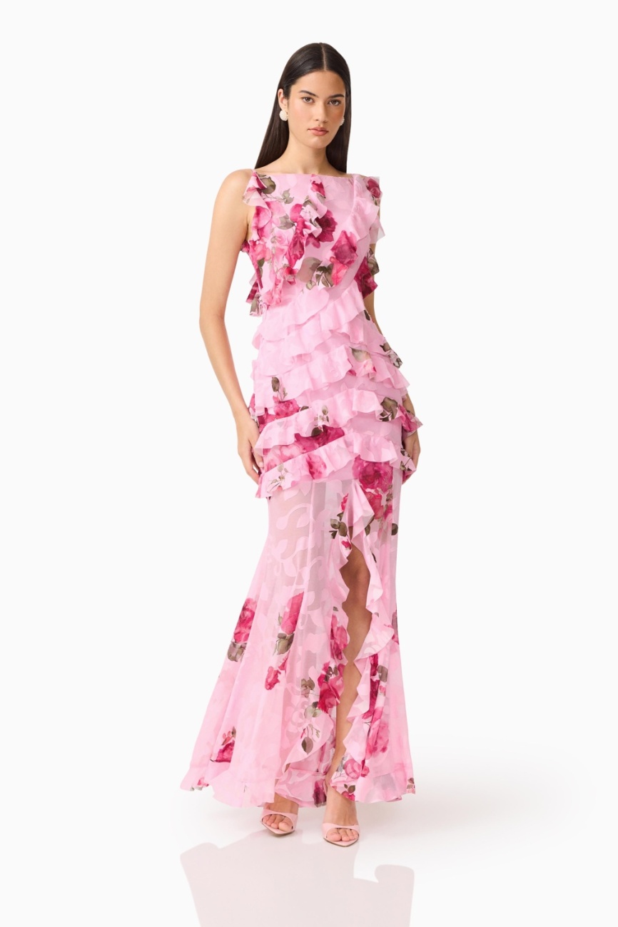 EB1082630HS_PINKMULTI_4 Eleanora Ruffle Gown - Image 1
