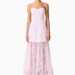 Saphine Strapless Lace Gown in Pink