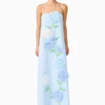 Buttercup Embroidered Maxi Dress In Blue